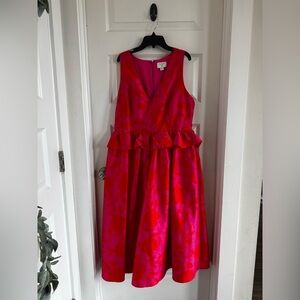 Kate Spade New York Pink & Red Floral Fit & Flare Dress Size 12